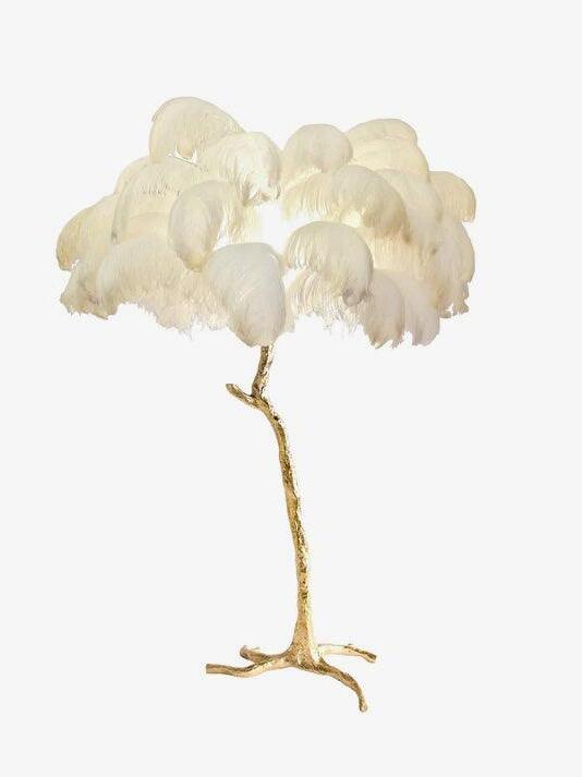 Art Deco Brass Ostrich Feather Floor Lamp - Cueteks