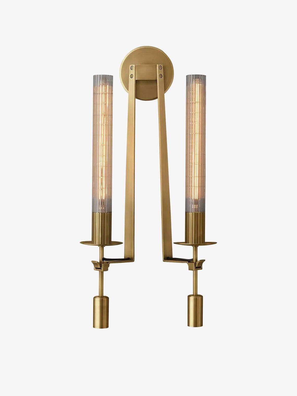 Retro Brass Fontanelle Glass Wall Lamp For Bedroom - Cueteks