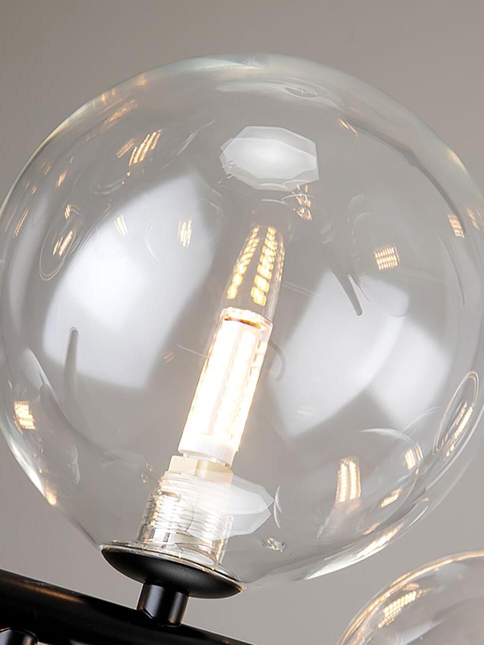 Clear glass globe around a small light source