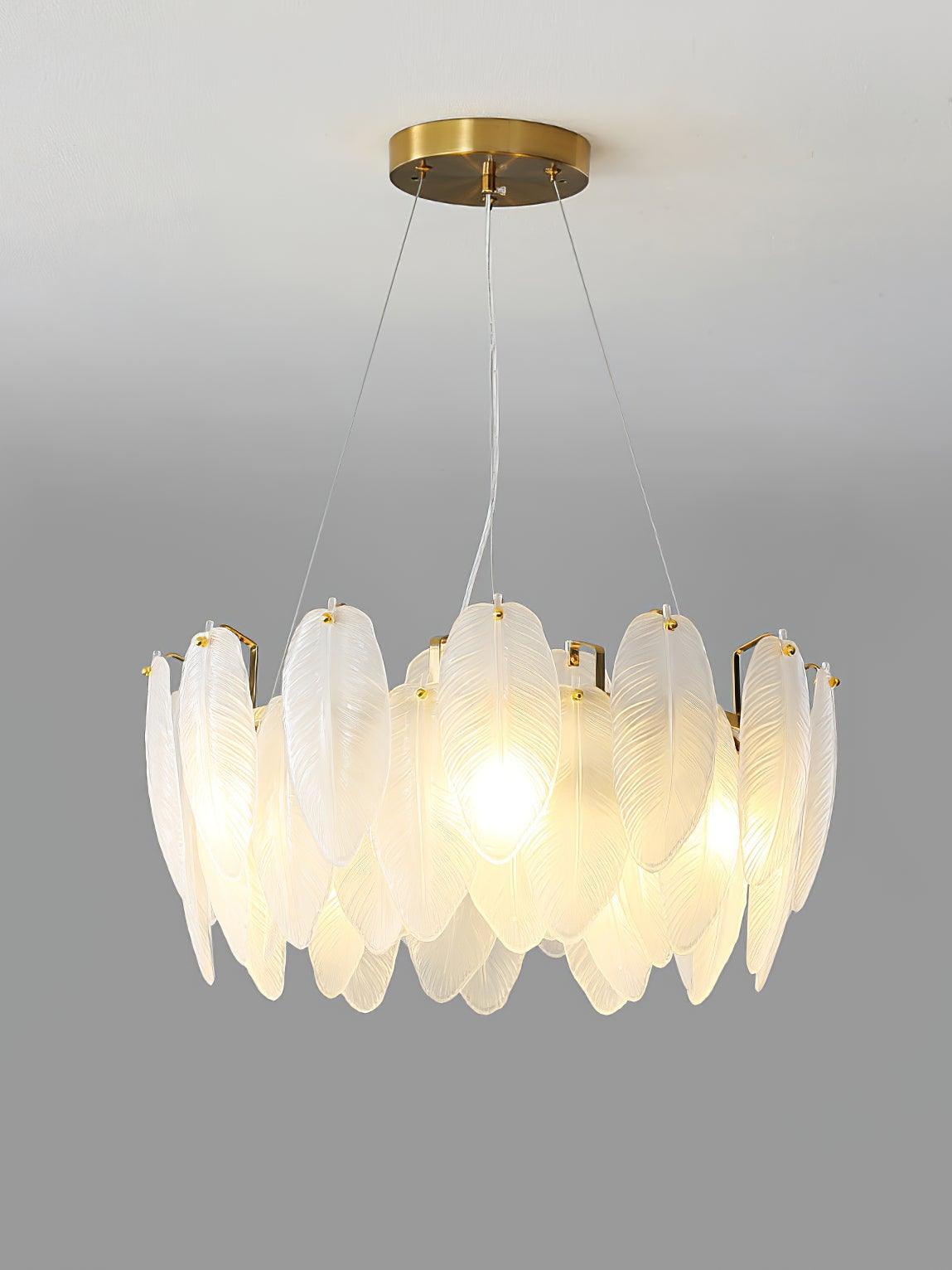 Glass Feather Chandelier - Cueteks