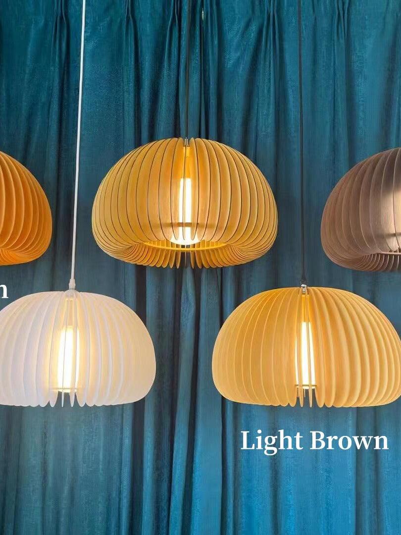 Rustic Wooden Pumpkin LED Pendant Lamp - Cueteks