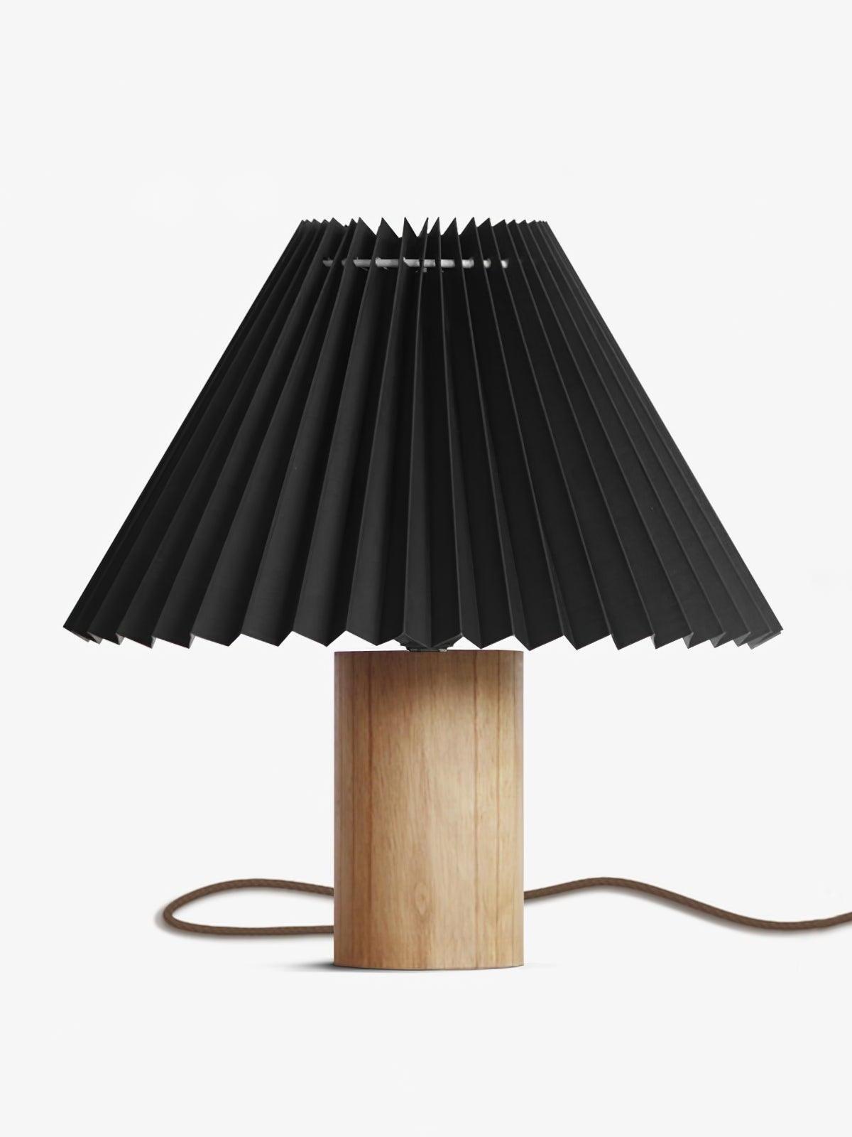 Luxurious Facet Pleated Wooden Table Lamp - Cueteks