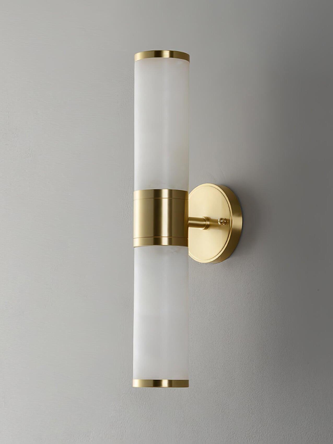 Unlit upper and lower stone cylinders with round backplate