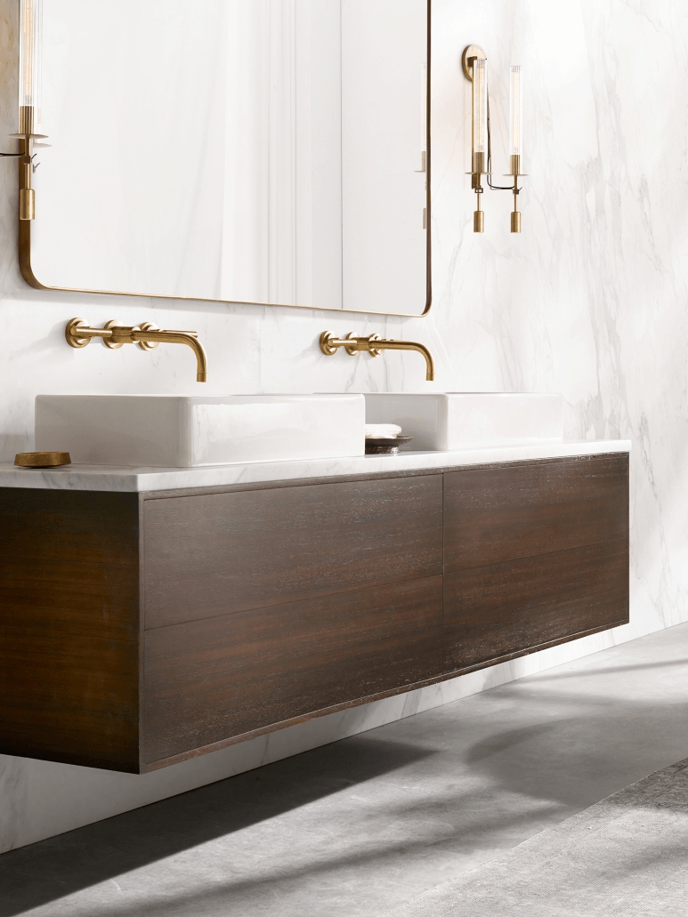 Retro Brass Fontanelle Glass Wall Lamp For Bedroom - Cueteks