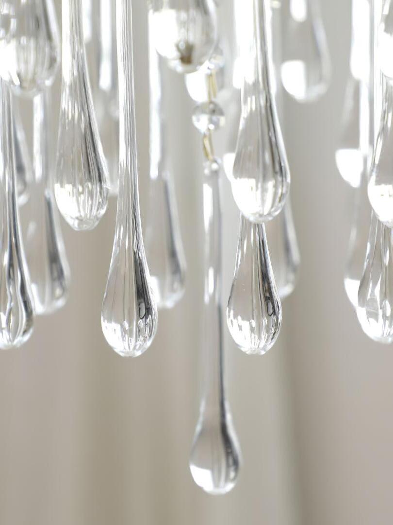 Close-up of transparent Clear hanging drops