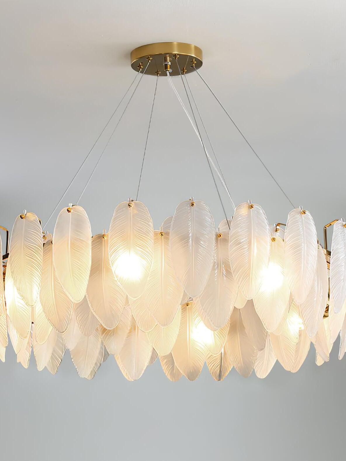 Glass Feather Chandelier - Cueteks