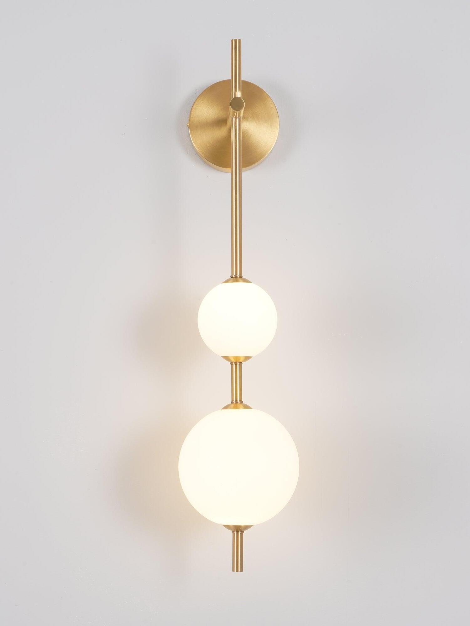 Delicate Glass Globe Vertical Brass Wall Lamp - Cueteks