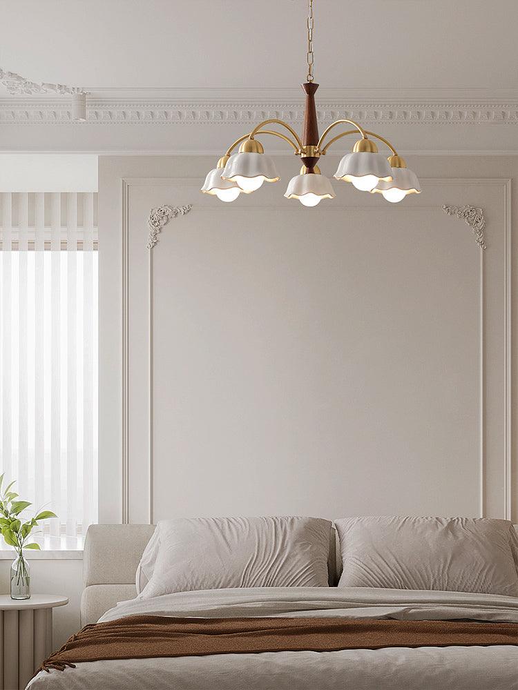 Swedish Modern Brass Chandelier - Cueteks