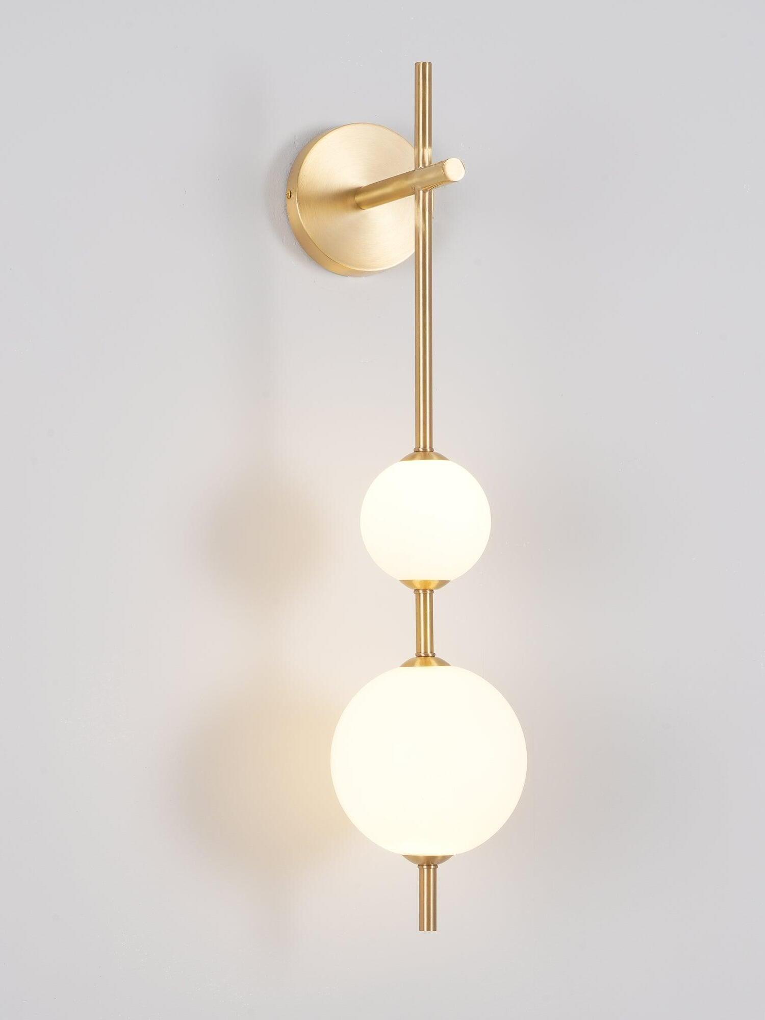 Delicate Glass Globe Vertical Brass Wall Lamp - Cueteks