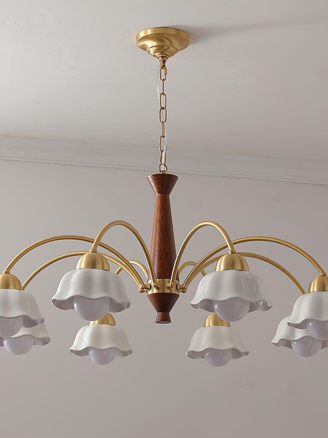 Swedish Modern Brass Chandelier - Cueteks