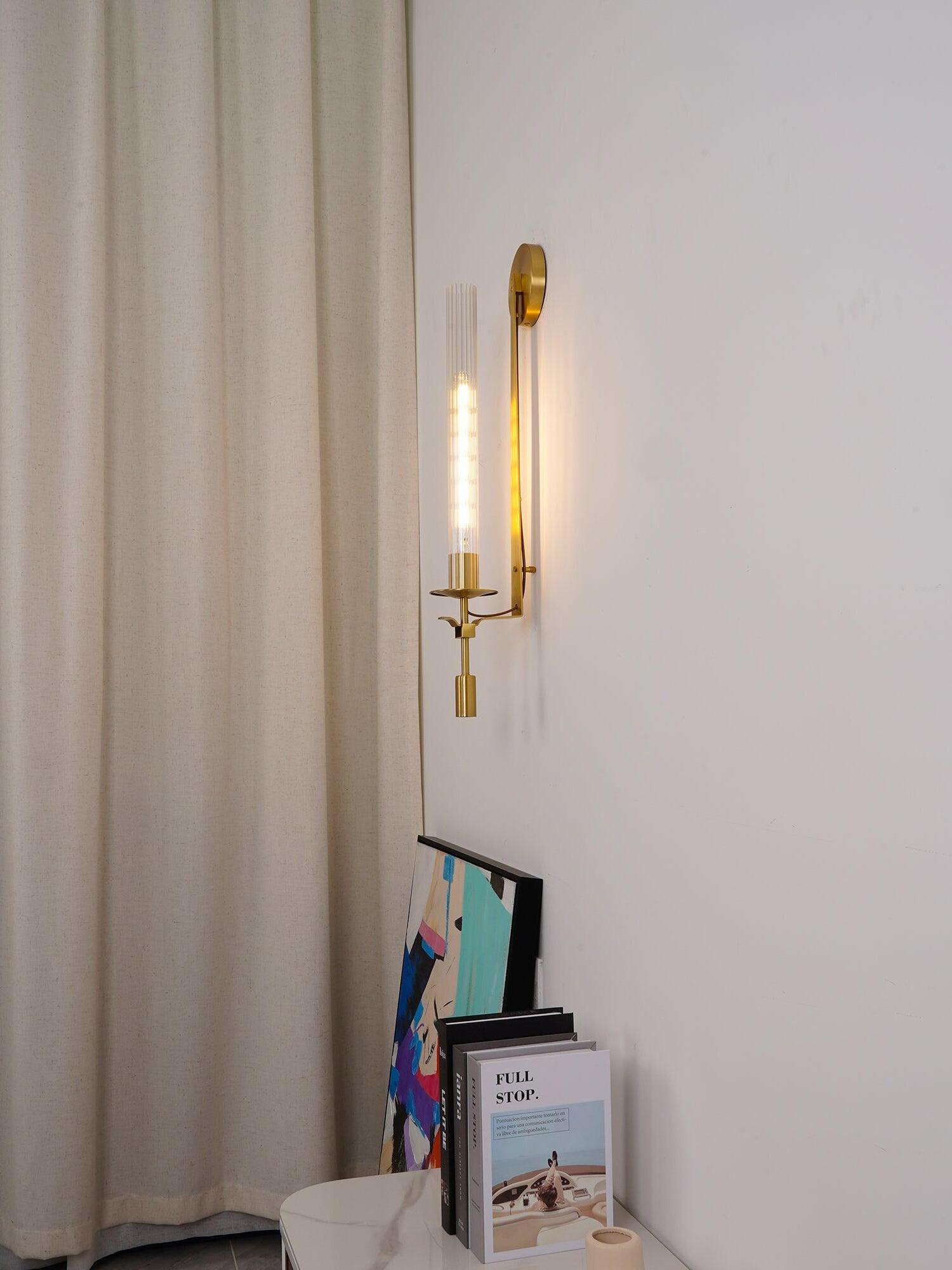 Retro Brass Fontanelle Glass Wall Lamp For Bedroom - Cueteks