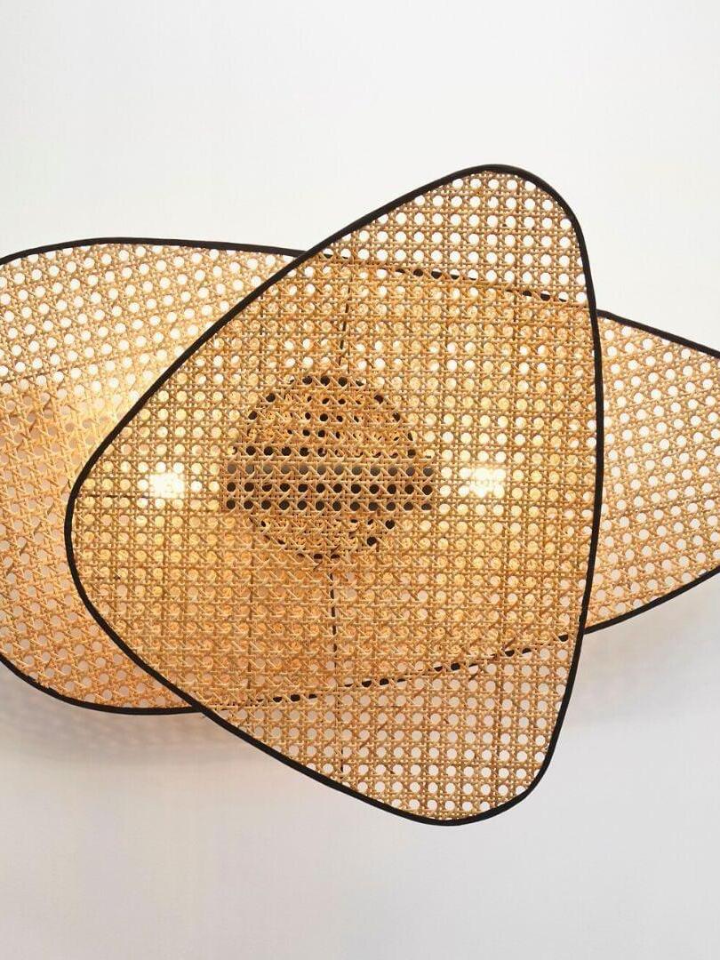 Rustic Bamboo Natural Screen Cannage Sconce - Cueteks