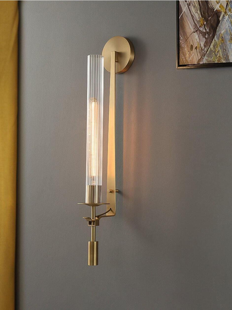 Retro Brass Fontanelle Glass Wall Lamp For Bedroom - Cueteks
