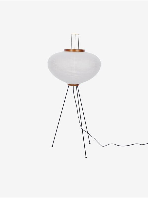 Rounded white paper floor lamp, 50 cm diameter and 120 cm high