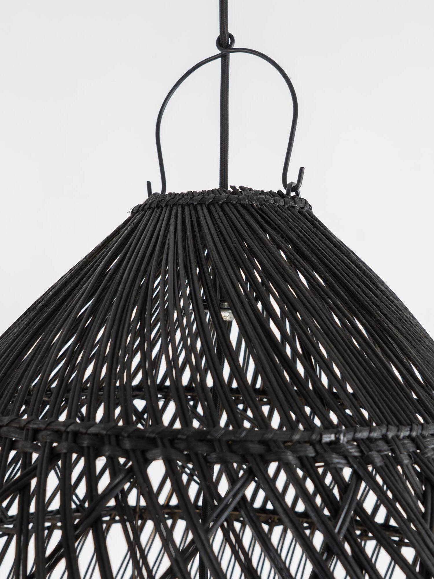 Top loop and ribs of a Black wicker shade