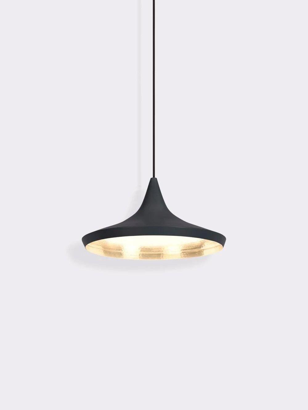 Wide shallow black pendant front view