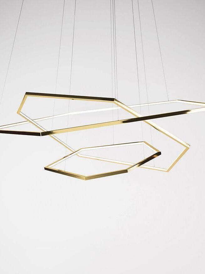 Irregular Multilayer Gold Rings Vesanto Chandelier - Cueteks