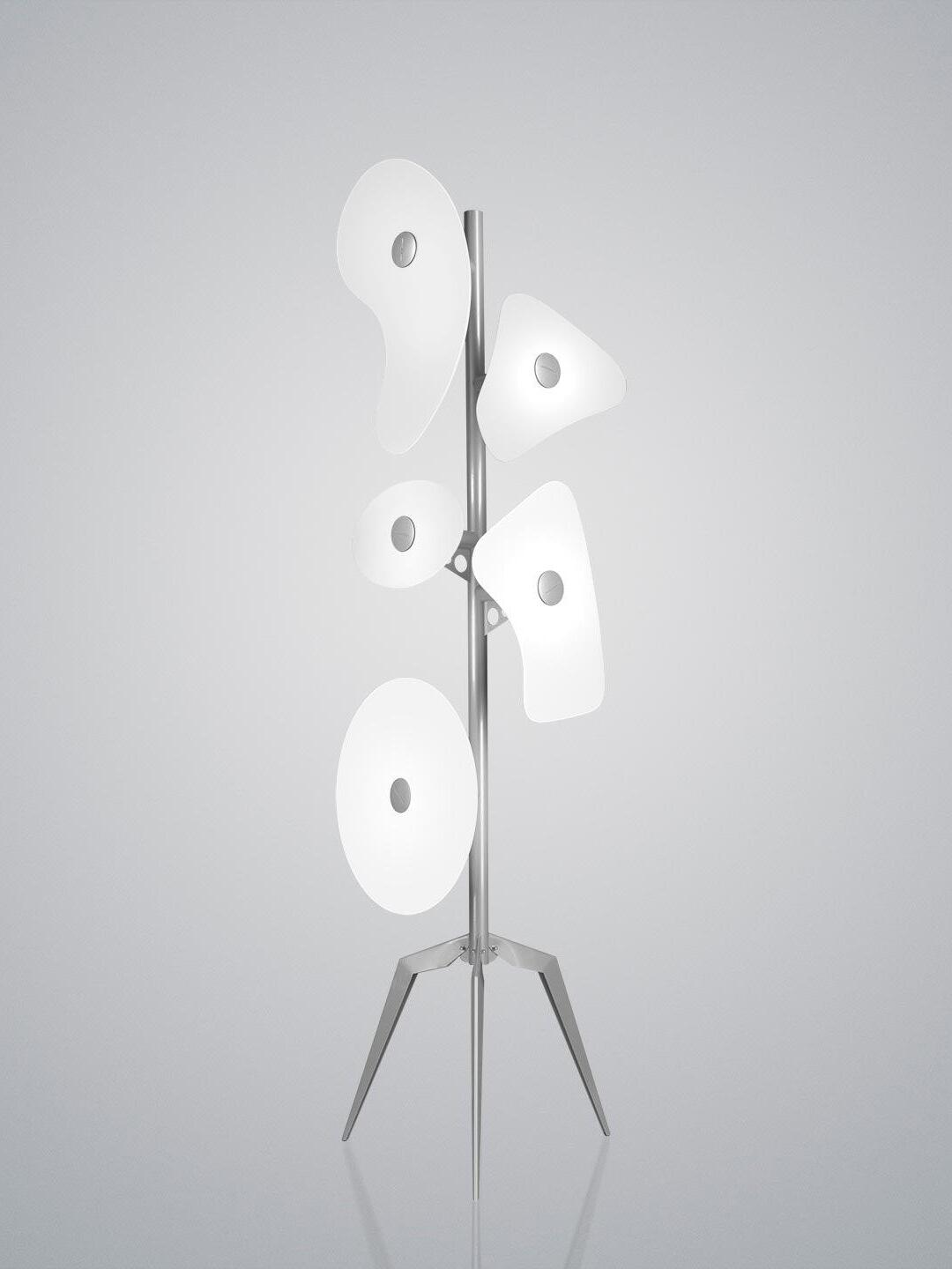Orbital White floor lamp on grey background
