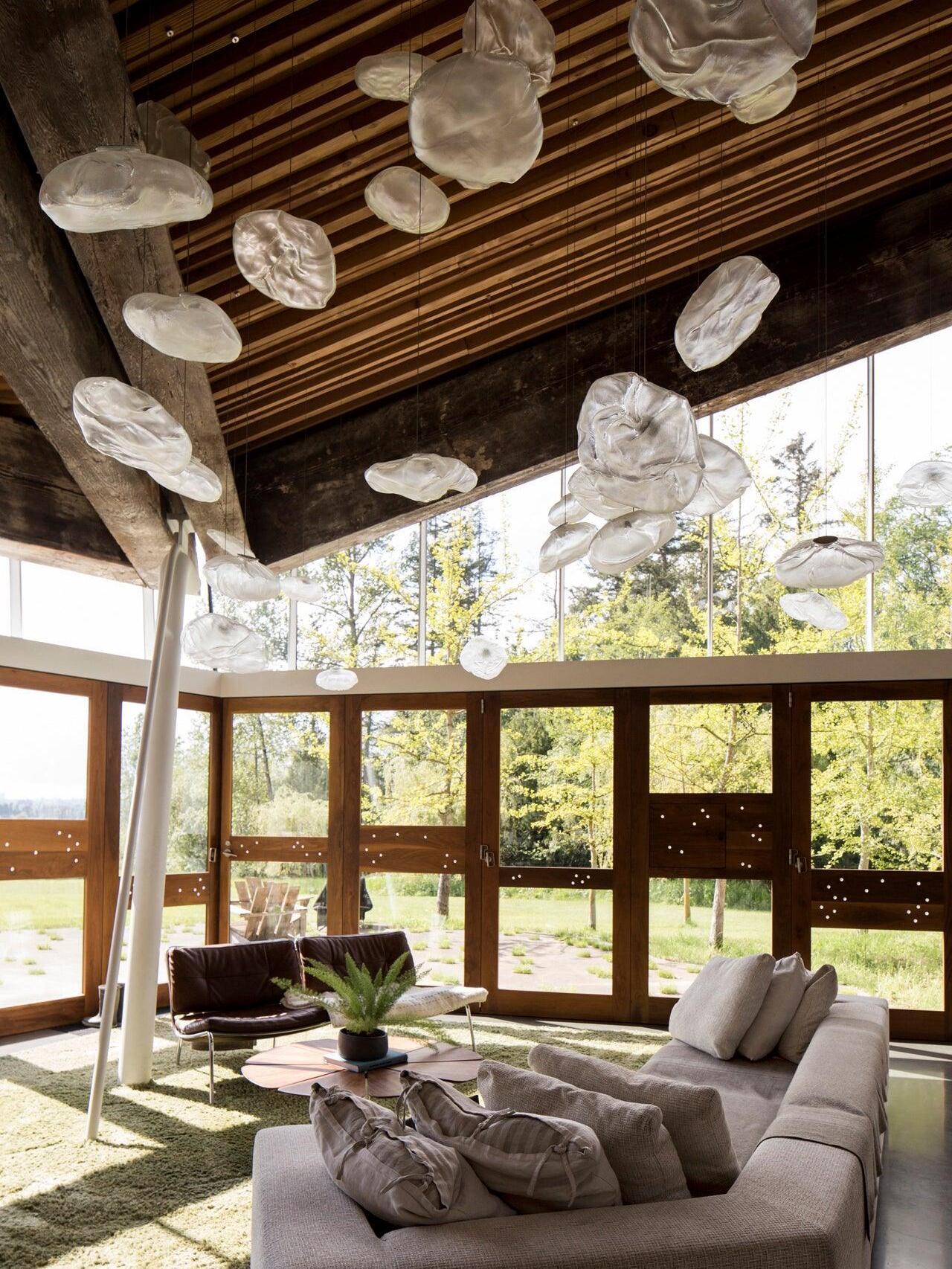 Transparent Glass Random Rectangle Multiple Pendant Lamp - Cueteks