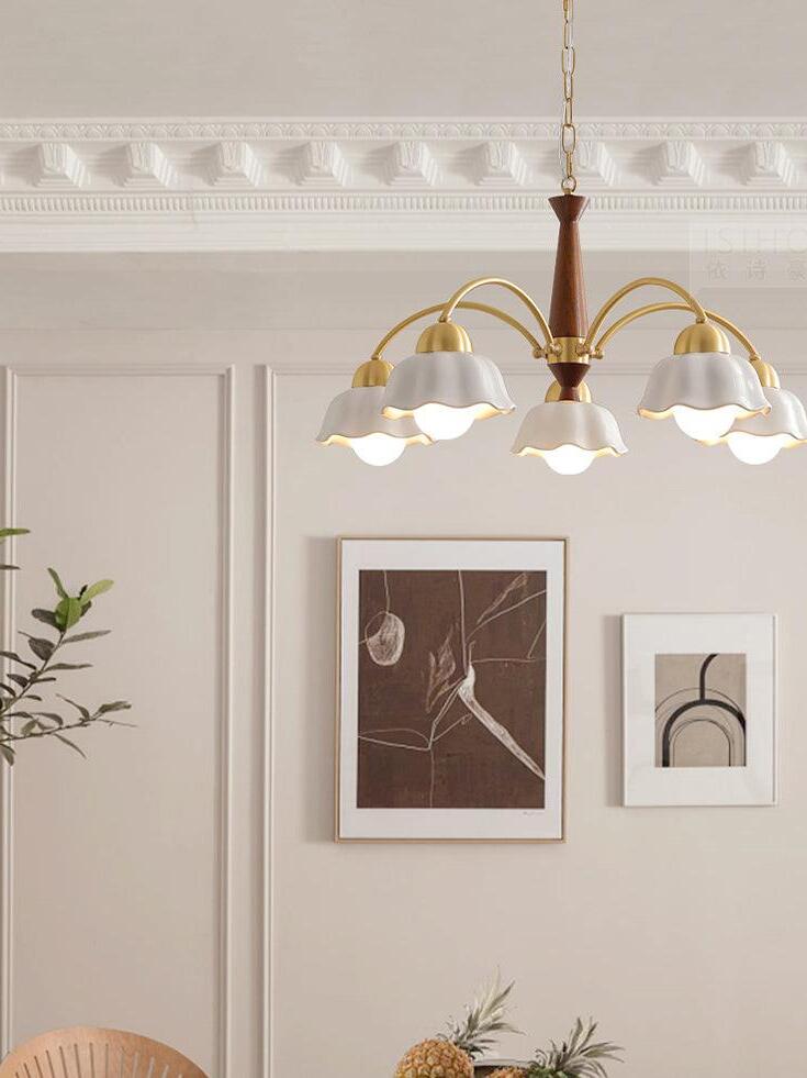 Swedish Modern Brass Chandelier - Cueteks