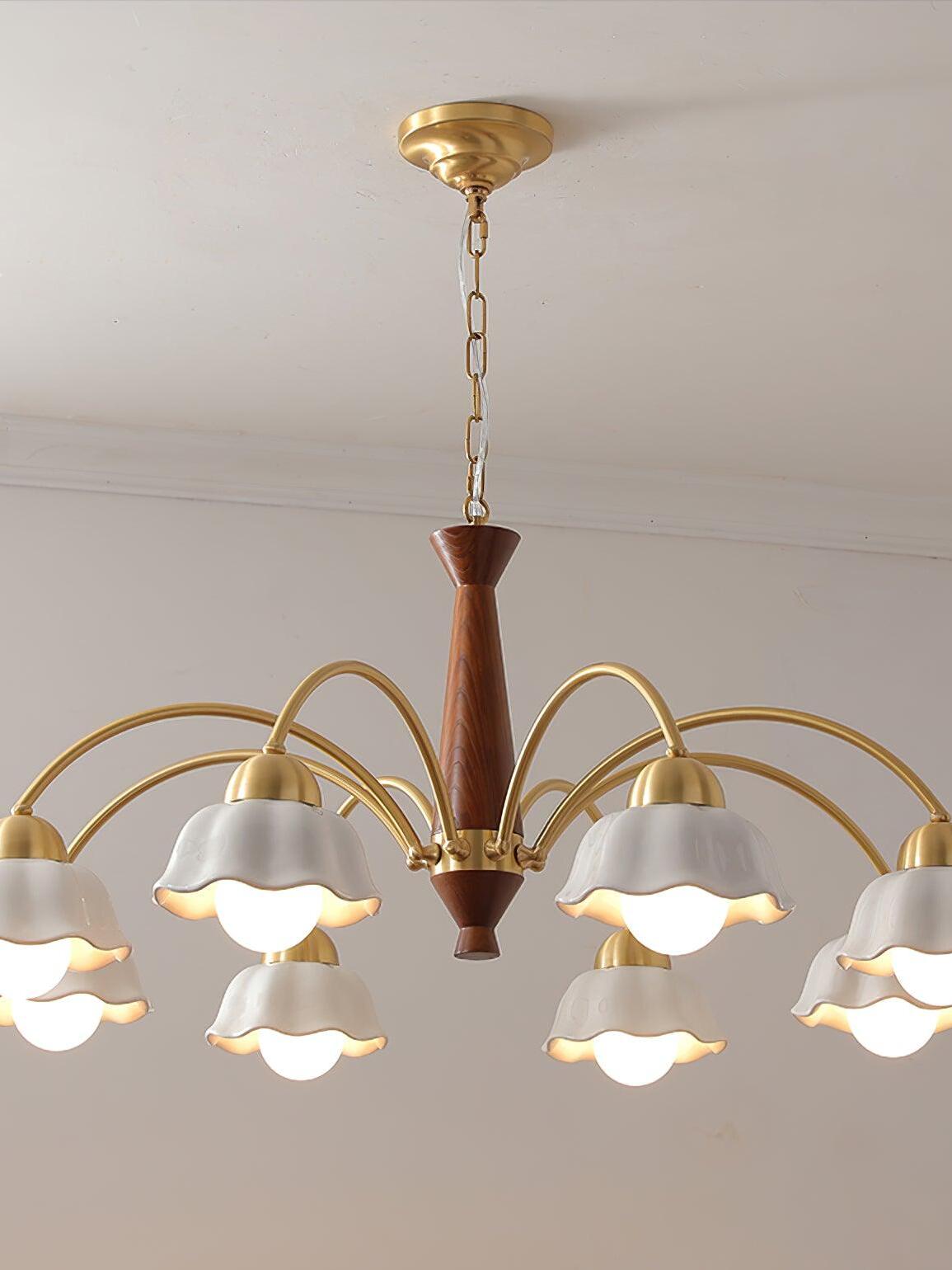Swedish Modern Brass Chandelier - Cueteks