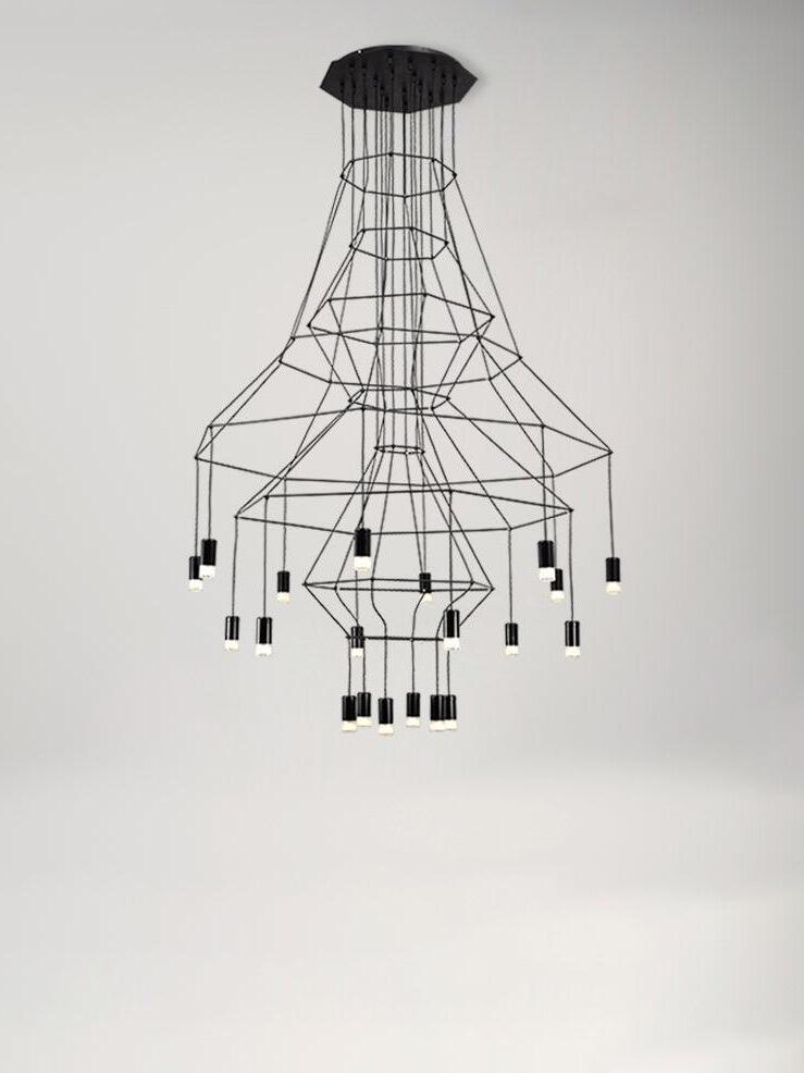 Industrial Metal Lines Multi-head Chandelier - Cueteks