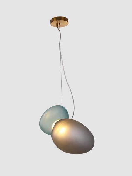 Model 7 blue and smoky-grey pendant with sideways oval