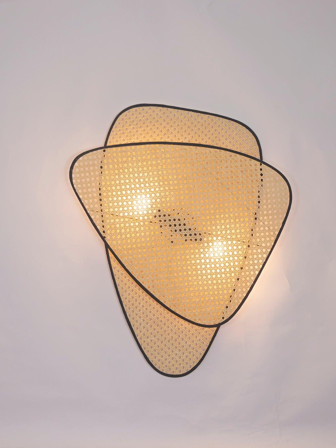 Rustic Bamboo Natural Screen Cannage Sconce - Cueteks