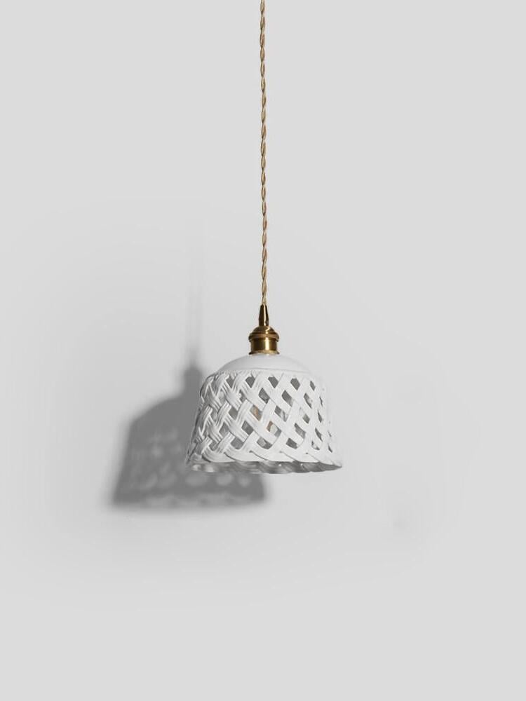 Stylish Ceramic Openwork Woven Pendant Lamp - Cueteks