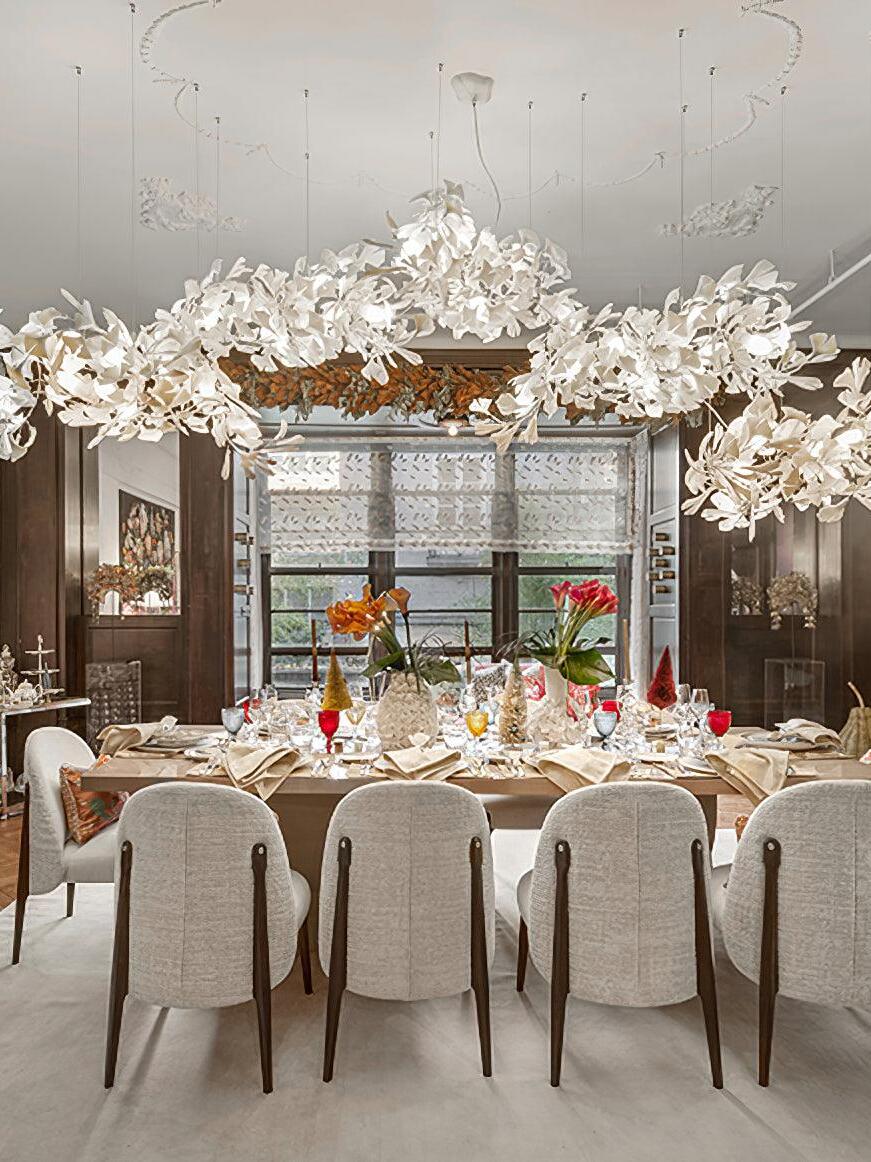 Modern Ceramics Flower Gingko Chandelier C - Cueteks