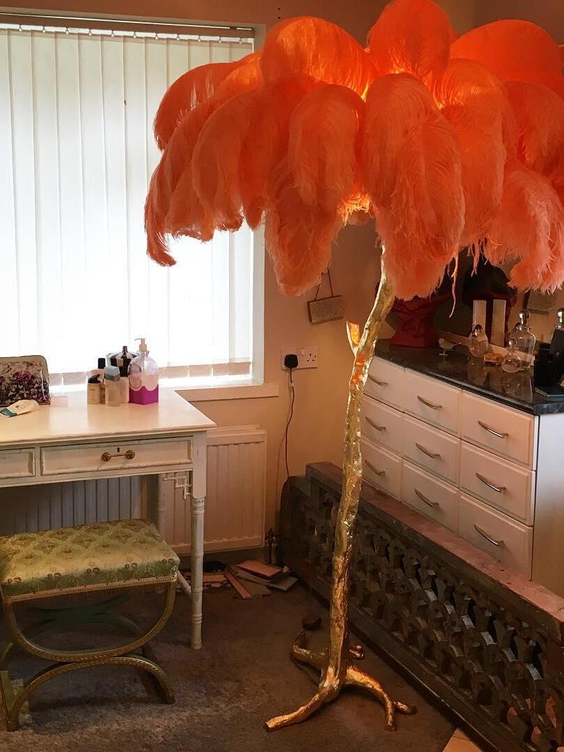 Ostrich Feather Resin Floor Light - Cueteks