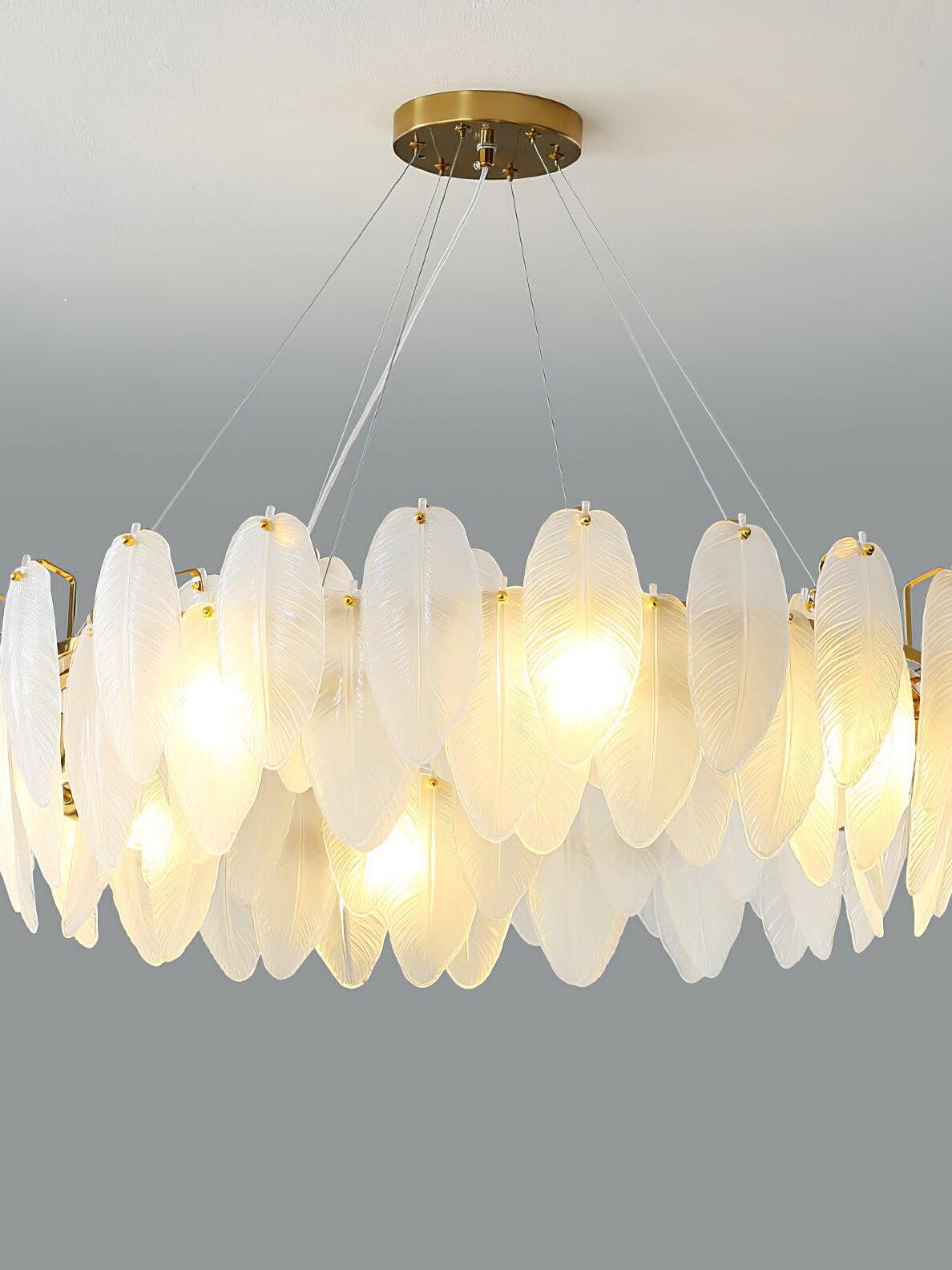 Glass Feather Chandelier - Cueteks