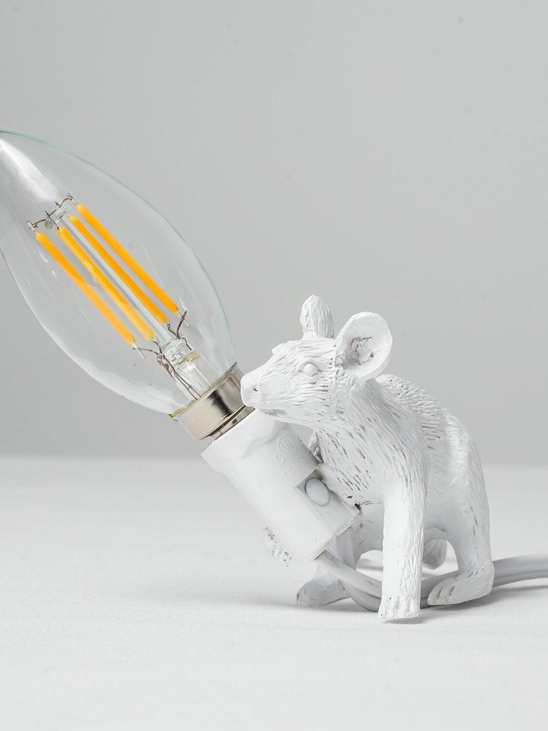 Resin White Mouse Shape Decorative Table Light - Cueteks