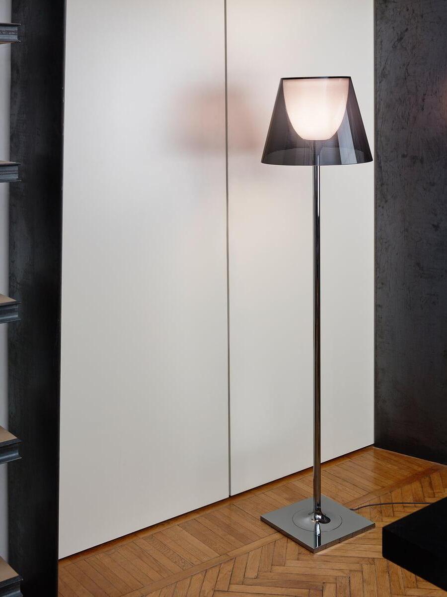 Ktribe dark translucent shade and opal inner diffuser beside a cabinet