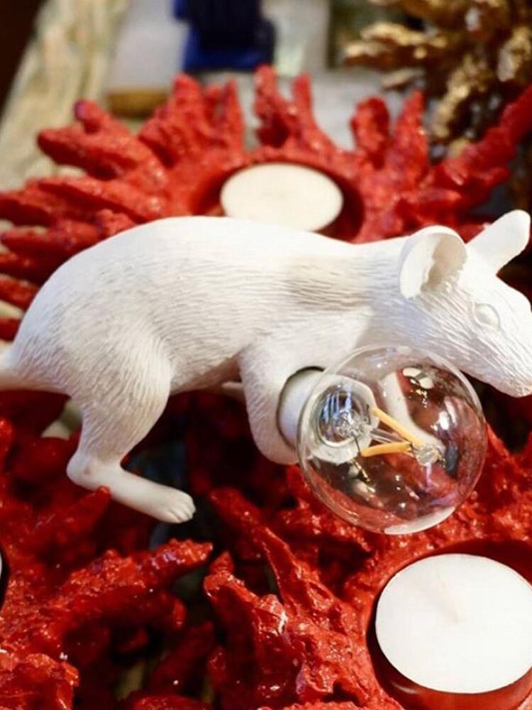 Resin White Mouse Shape Decorative Table Light - Cueteks