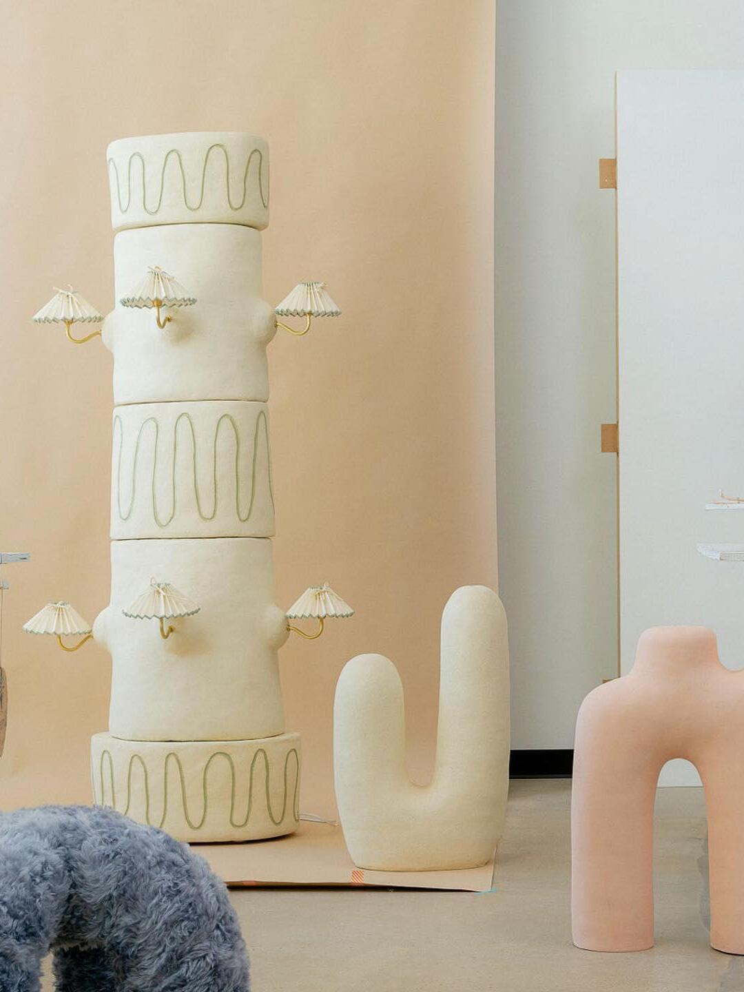 Macaroon Oo Ceramics Cactus Table Lamp - Cueteks