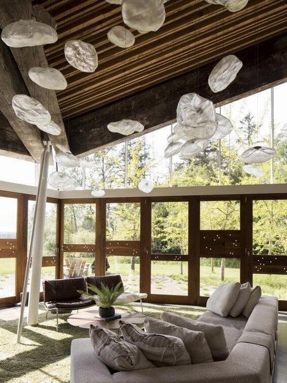 Transparent Glass Random Rectangle Multiple Pendant Lamp - Cueteks