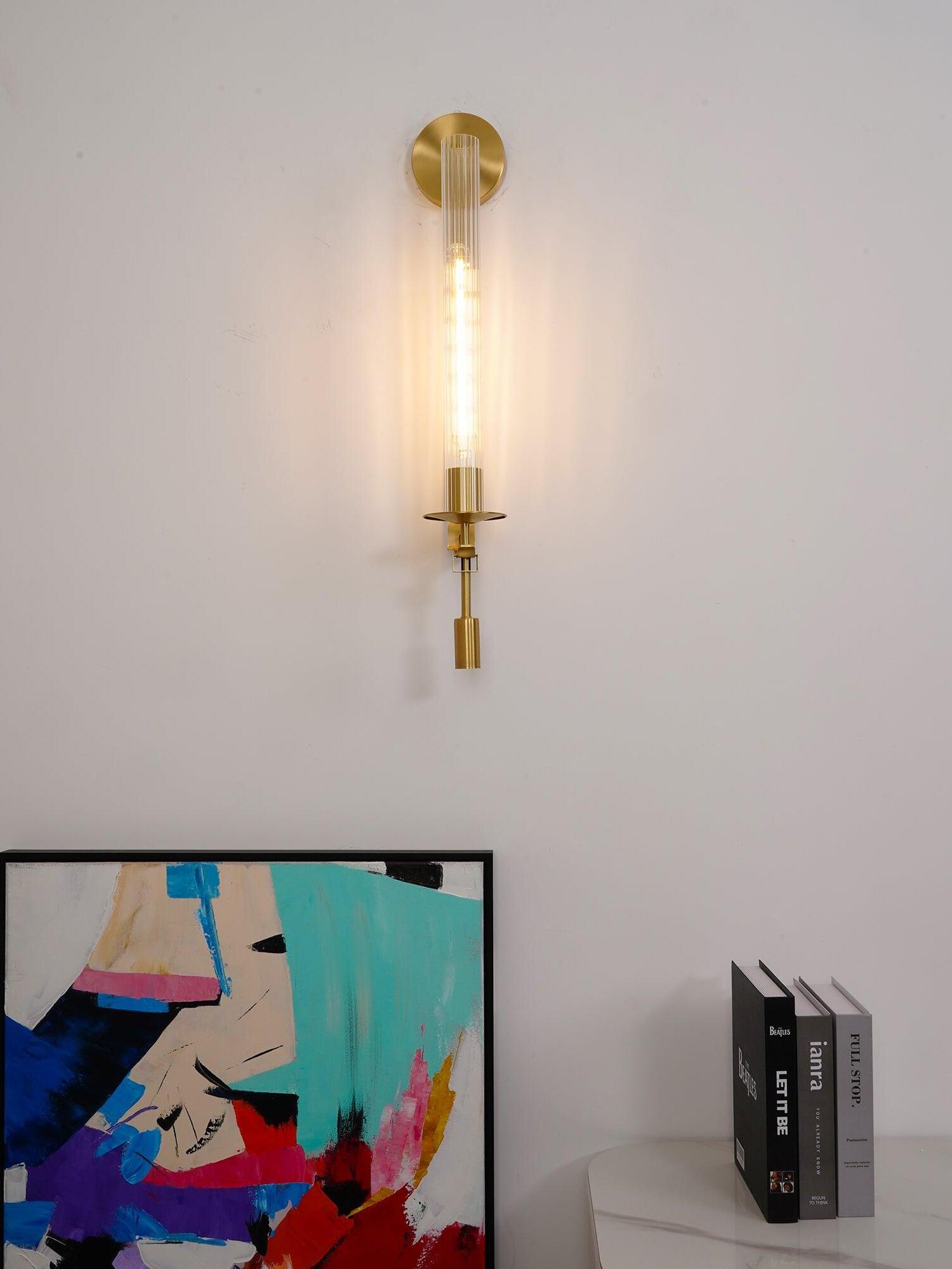 Retro Brass Fontanelle Glass Wall Lamp For Bedroom - Cueteks