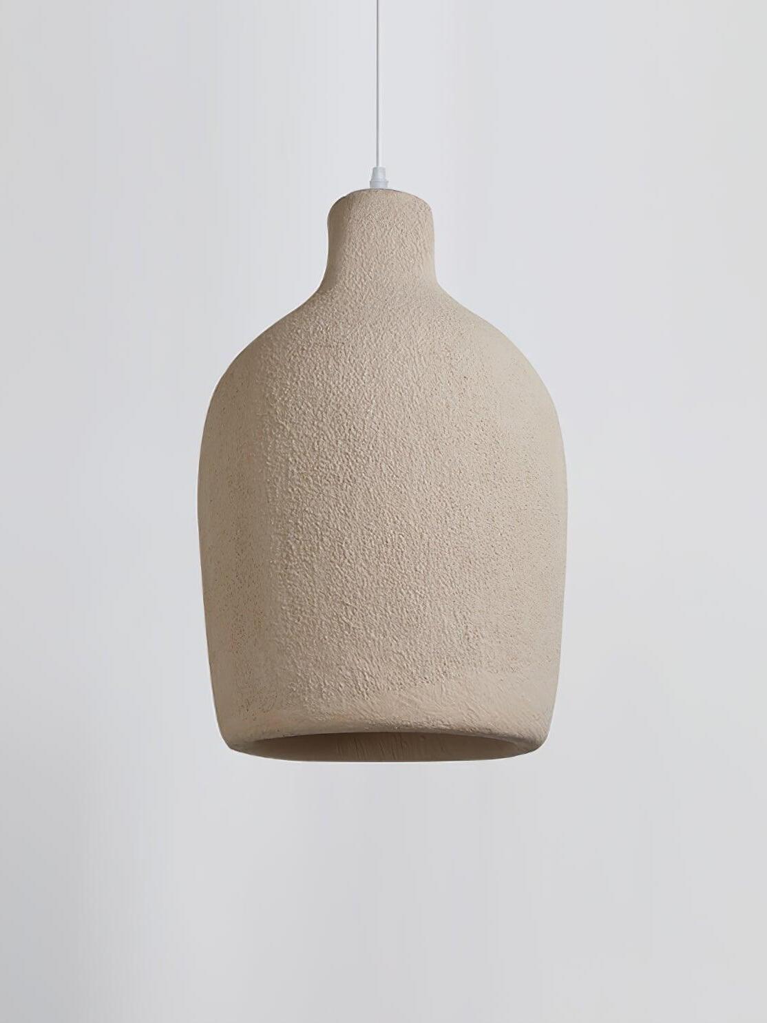 Unlit broad bottle-shaped pendant with rounded shoulders, short neck and textured pale surface