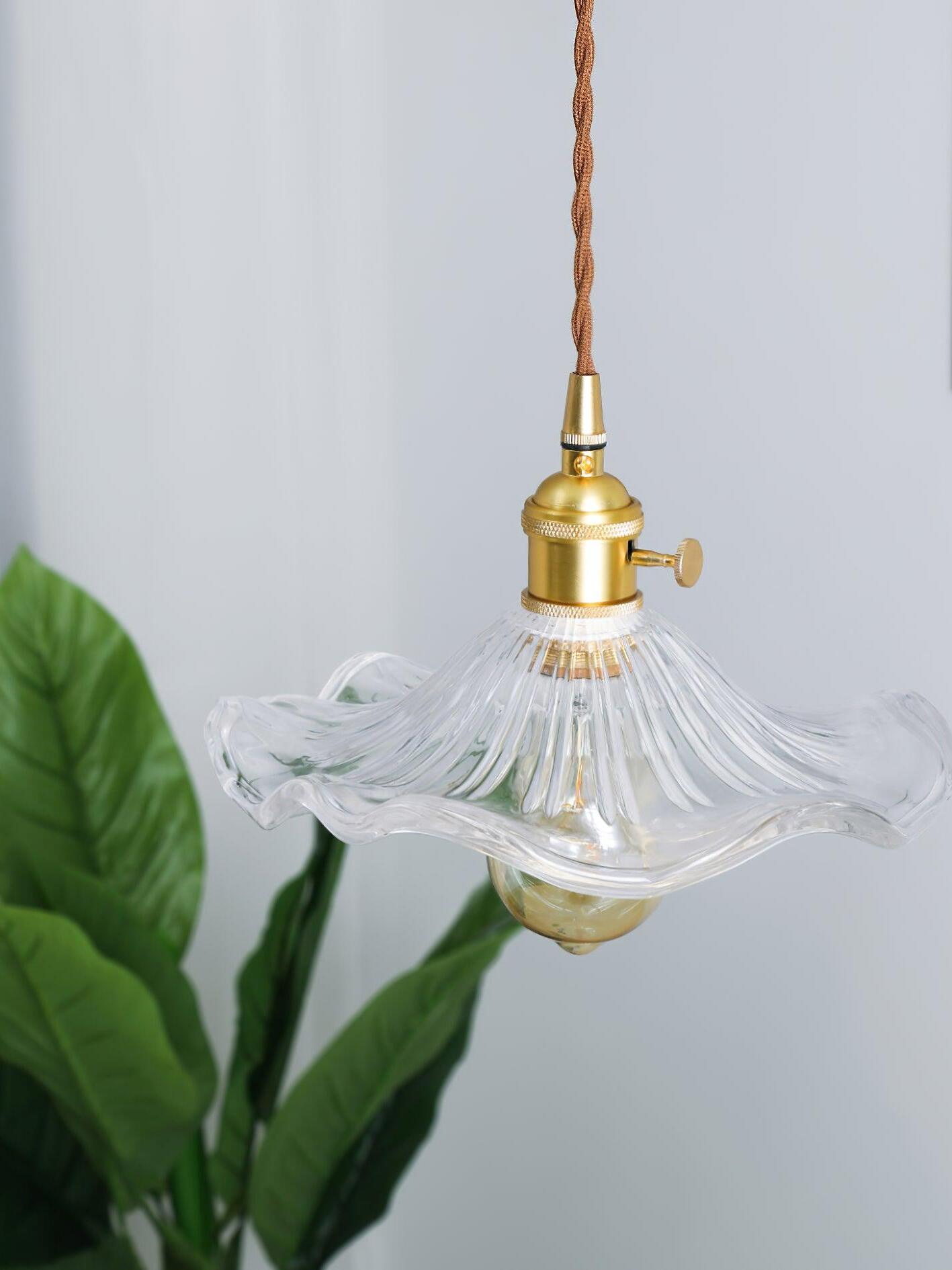 Glass Hibiscus Flower Pendant Light - Cueteks