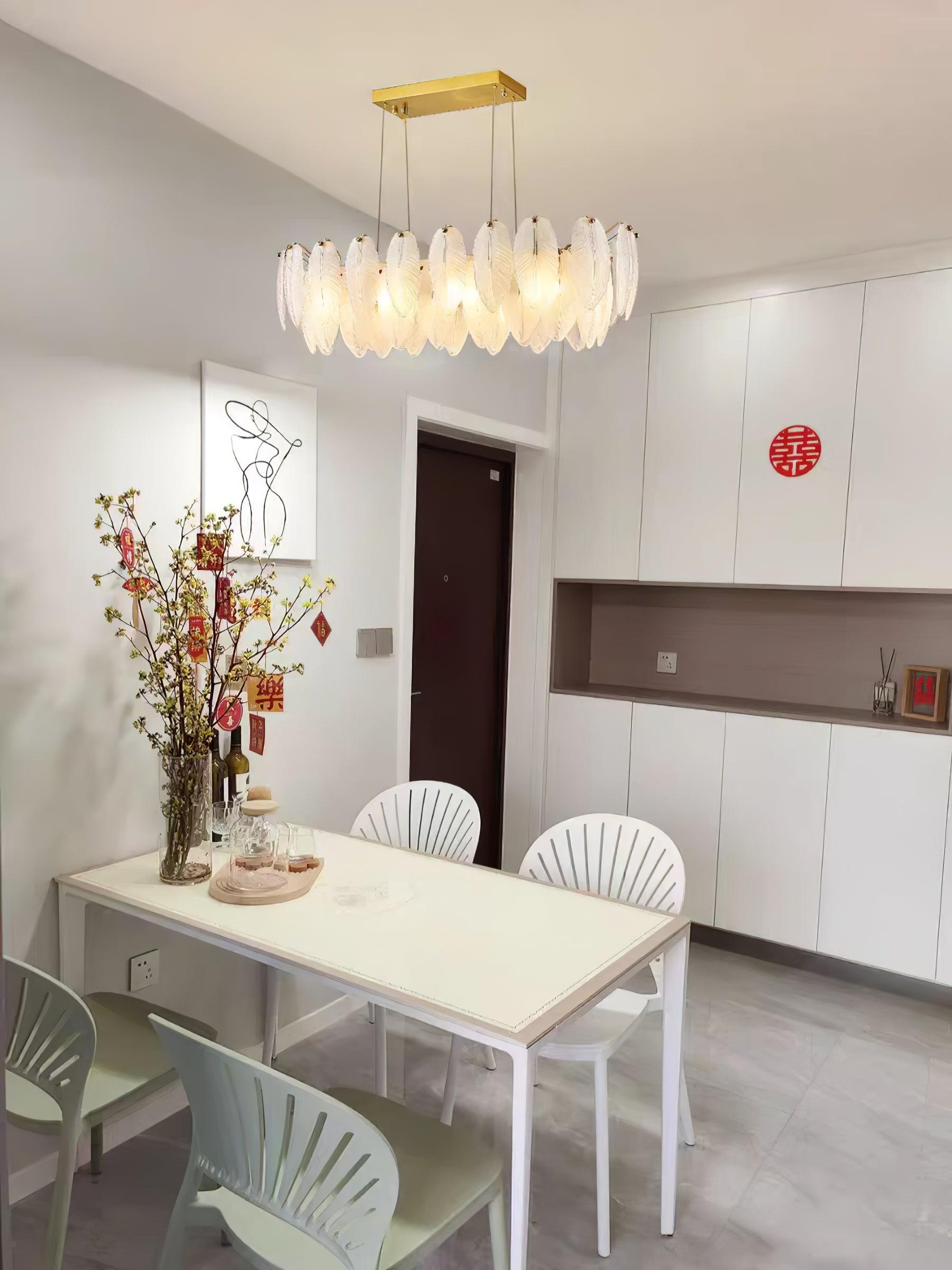 Glass Feather Chandelier - Cueteks