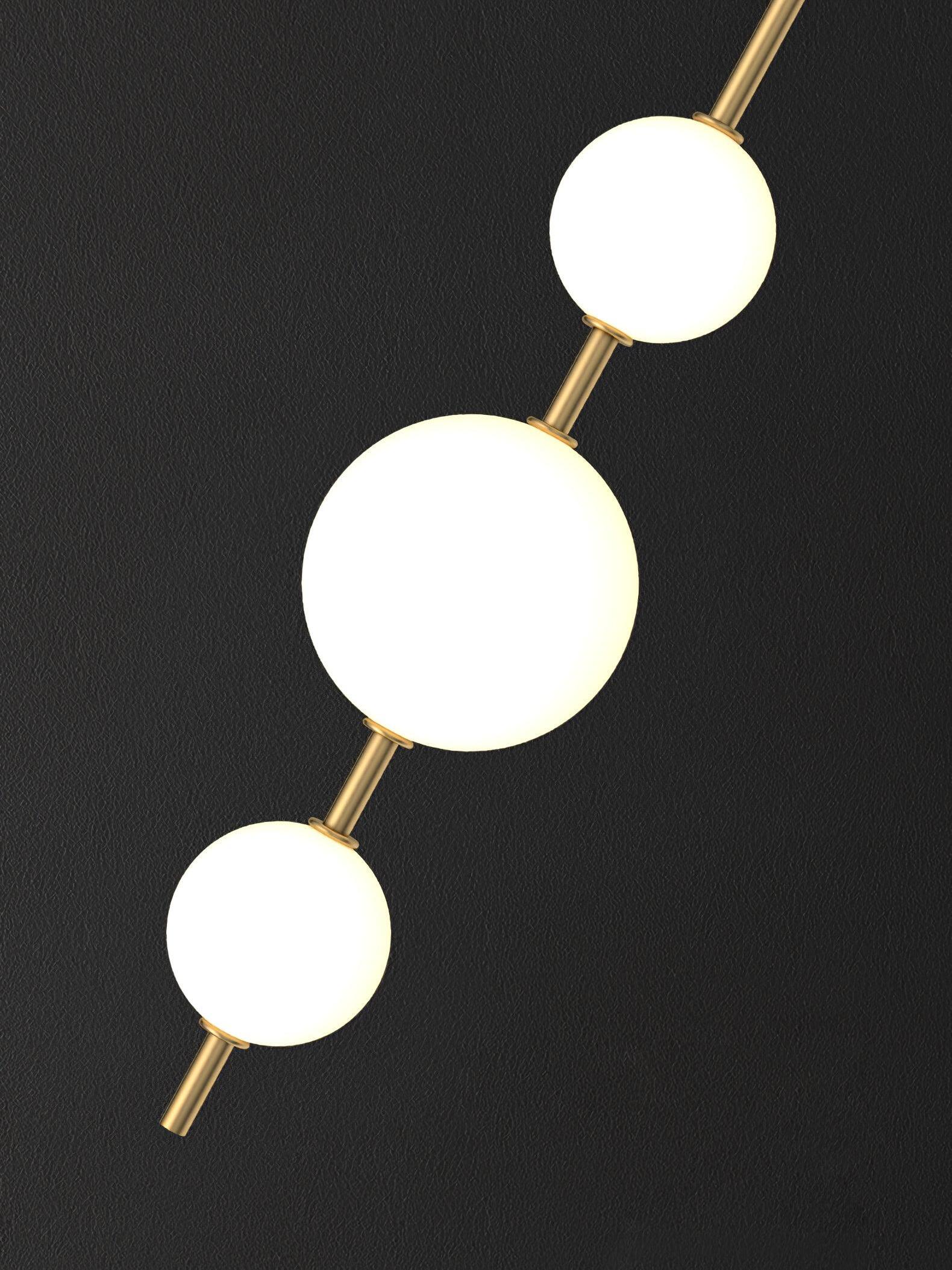 Delicate Glass Globe Vertical Brass Wall Lamp - Cueteks