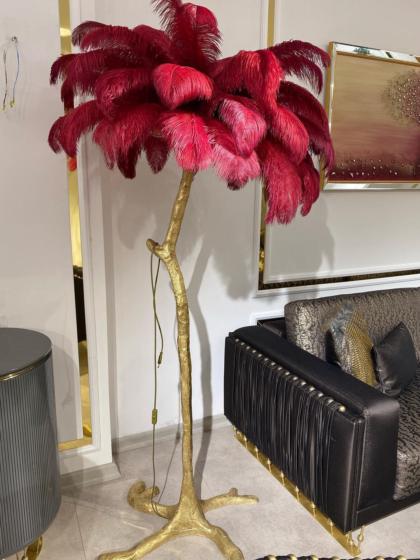 Ostrich Feather Resin Floor Light - Cueteks