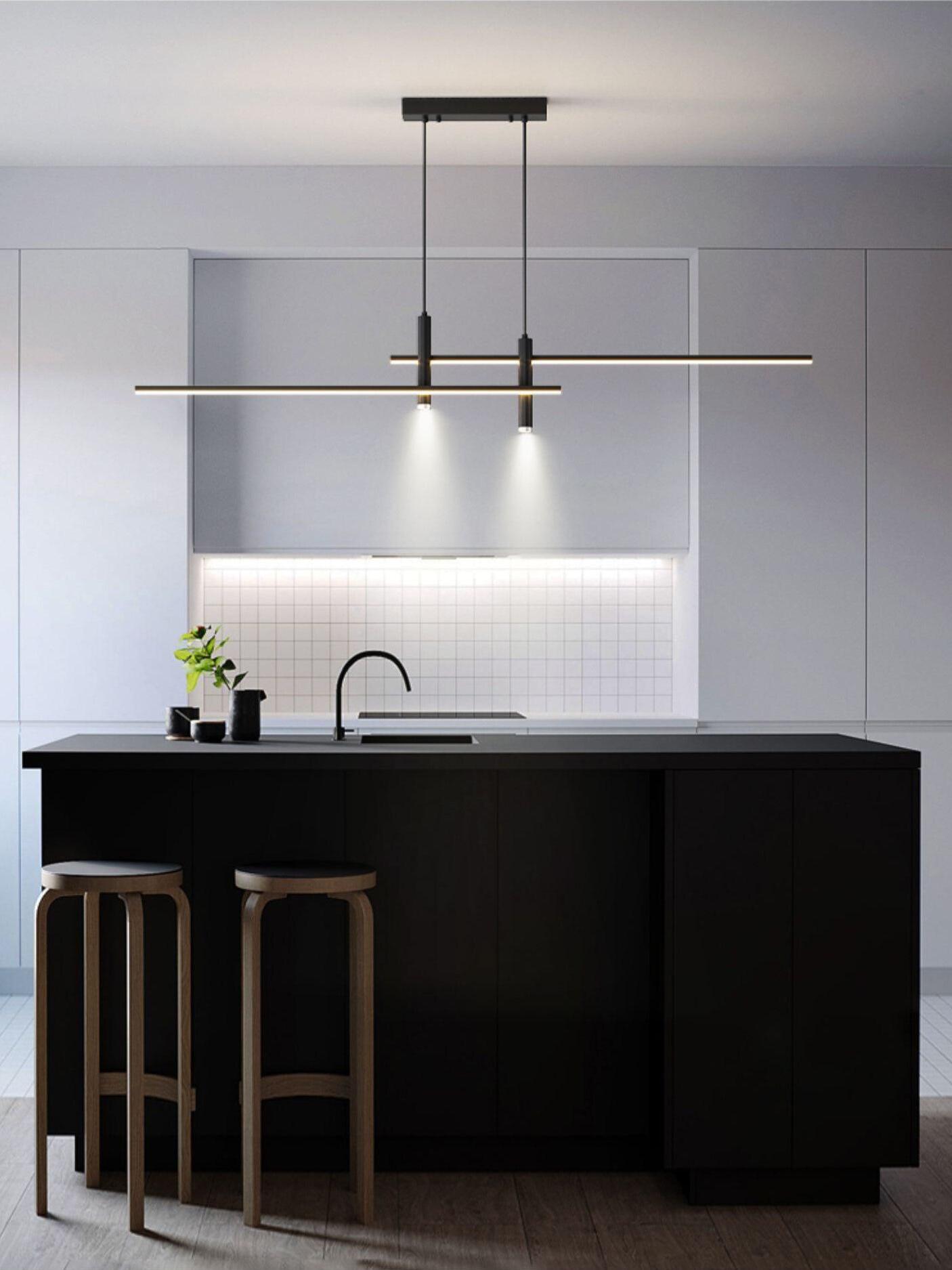 Offset-bar Link pendant above a kitchen island
