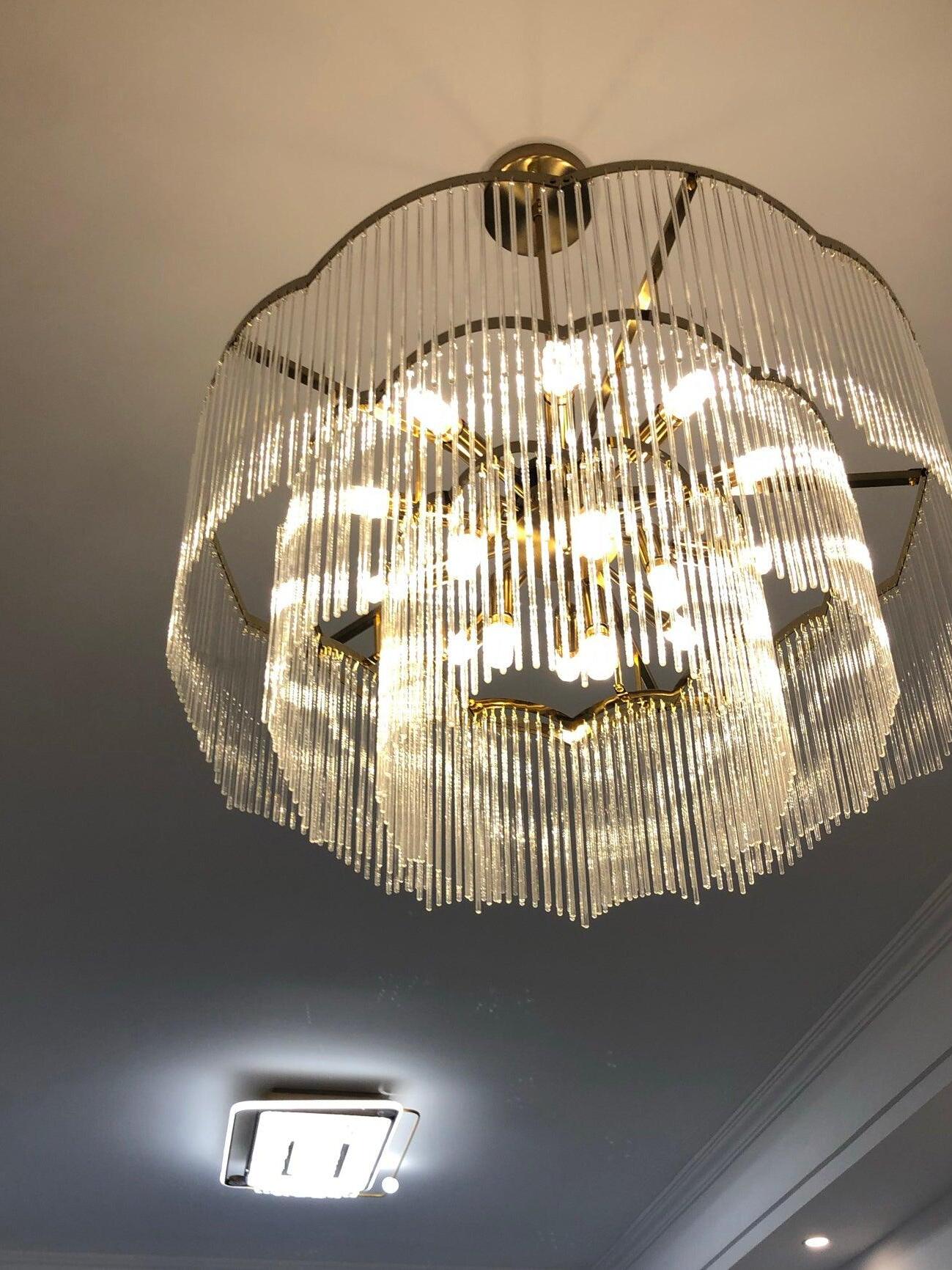 Classic Maria Theresa Multi-layer Glass Strips Chandelier - Cueteks