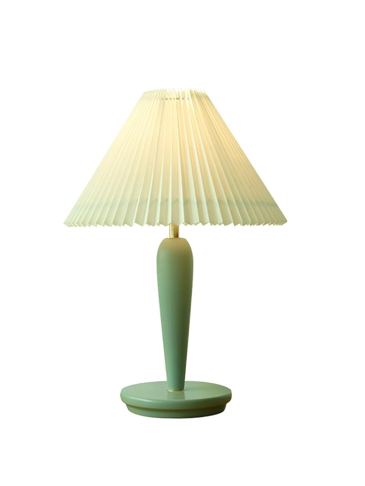 Light-blue Brentwood lamp with plain white pleated shade