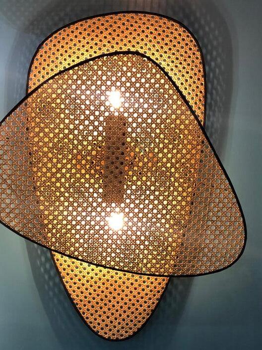 Rustic Bamboo Natural Screen Cannage Sconce - Cueteks
