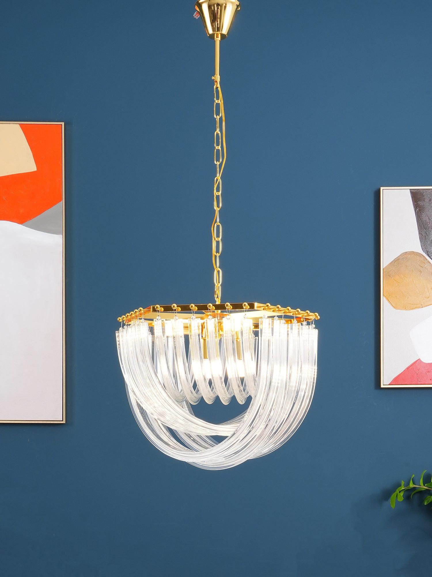 Modern Crystal pendant lamp in Champagne Gold for Restaurant - Cueteks