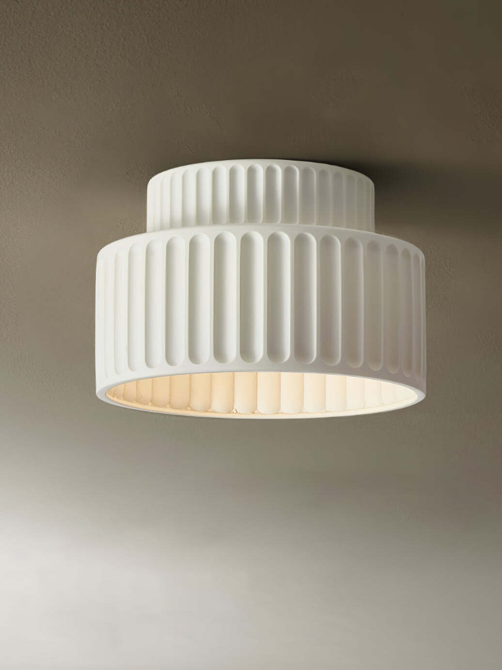 White two-tier Kami ceiling light selection image