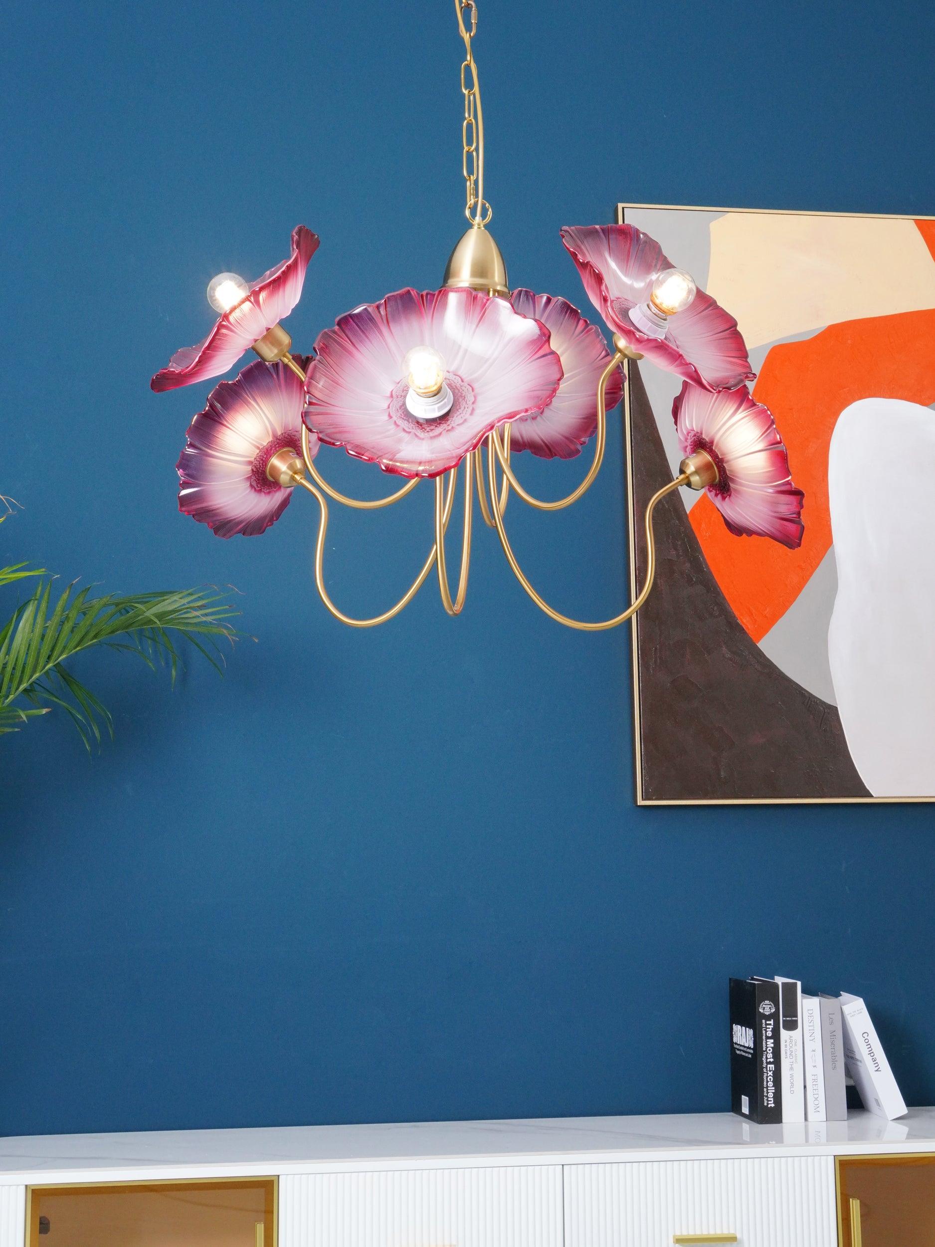 Lotus Leaf Glass Chandelier - Cueteks